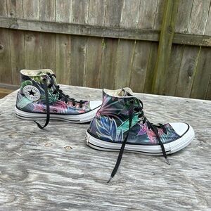 Converse Tropical All Star High Tops floral tropical palm size mens 5 or 7 woman